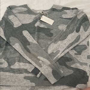 Z Supply Gray Camouflage Knit Top